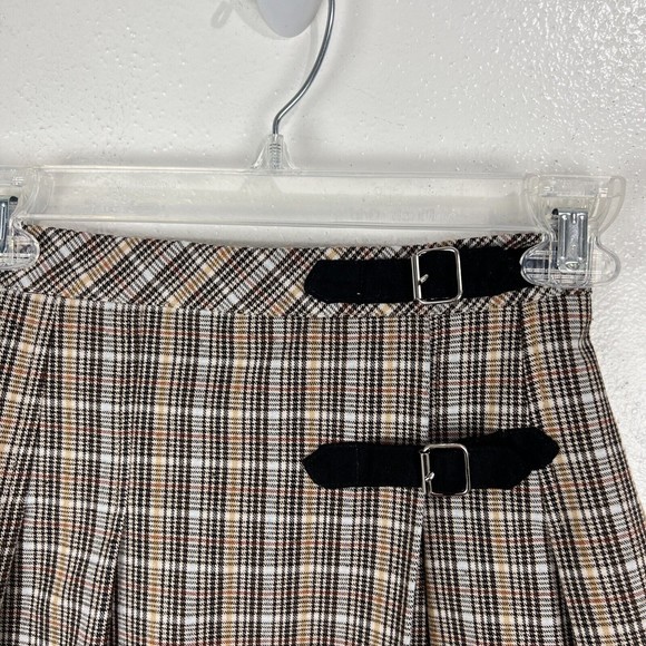 Katie J NYC Skirt Youth Medium Brown Plaid School Girl Pleated Mini A-Line Kids - Picture 8 of 12
